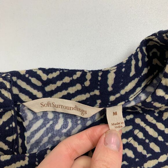 Soft Surroundings Blouse Womens M Medium Monaco Blue Button Up Back Tunic Top - Picture 8 of 12